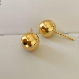 Brinco Bolinha Dourada Lisa Clássico  Feminino