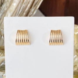 Brinco Moderno Dourado Geométrico Minimalista Feminino