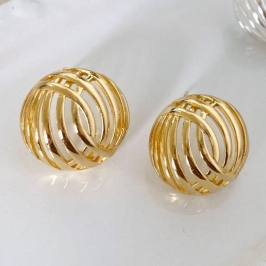 Brinco Redondo Vazado Trançado Banhado a Ouro 18K