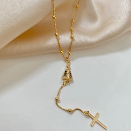 Pulseira Veneziana Terço – 18cm Banhada a Ouro 18K