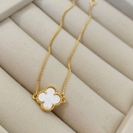 Pulseira Veneziana Banhada a Ouro 18K com Trevo de 4 Folhas – 18cm