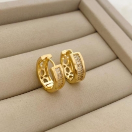 Brinco Argola Banhado a Ouro 18k com Fileira Dupla de Micro Zircônias