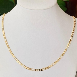 Corrente Fígaro 3x1 Grossa Banhada a Ouro 18k – 60 e 70cm