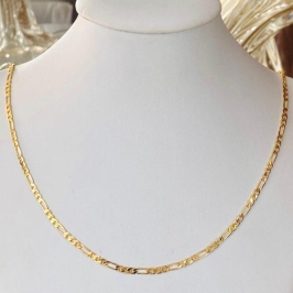Corrente Figaro 3x1 Grossa Banhada a Ouro 18k – 60 e 70cm