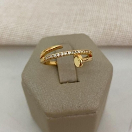 Anel Prego Cravejado – Banho de Ouro 18k