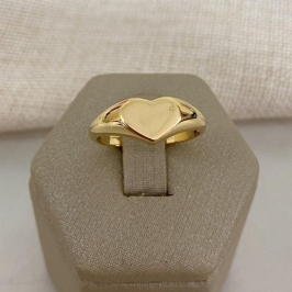Anel Coração Liso Banhado a Ouro 18k