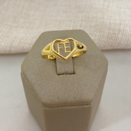 Anel Coração com Escrita Fé Banhado a Ouro 18k