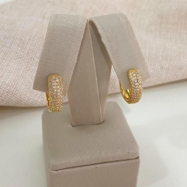 Brinco Argola Grossa com Zircônias – Banhado a Ouro