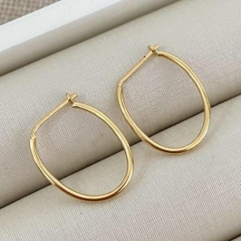 Brinco Argola Oval Lisa – Banhado a Ouro