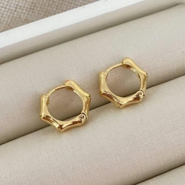 Brinco Argola Pequena Formato Bambu – Banhado a Ouro