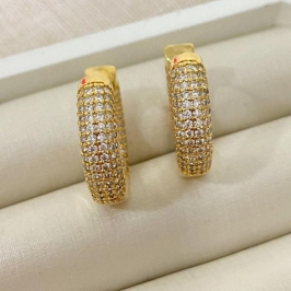 Brinco Argola Banhado a Ouro 18k – Argola Grossa Cravejada com Zircônias 20mm