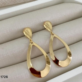 Brinco Gota Vazada Dourado Longo  Elegante Feminino