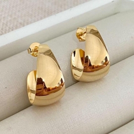 Brinco Argola Dourada Larga Moderna