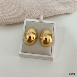 Brinco Oval Abaulado Banhado a Ouro 18k