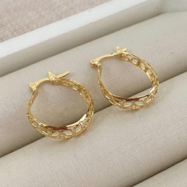 Brinco Argola Vazada Redonda Banhada a Ouro 18k