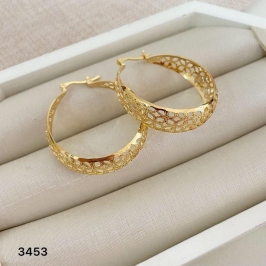 Brinco Argola Larga Vazada Banhada a Ouro 18k