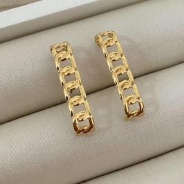 Brinco Corrente Alongado Banhado a Ouro 18k