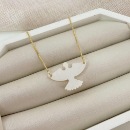 Colar Corrente Veneziana com Pingente Espírito Santo Banhado a Ouro 18k