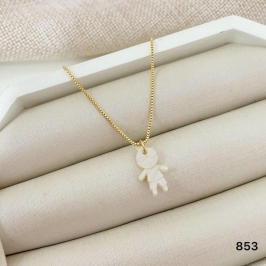 Gargantilha Pingente Menino Banhada a Ouro 18k – Corrente Veneziana 45cm – Modelo PV-853