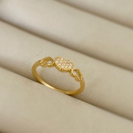 Anel Feminino Semijoia Banhado a Ouro 18k com Coração de Zircônias – Delicado, Romântico e Sofisticado