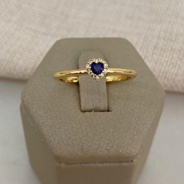 Anel Coração com Zircônias Folheado a Ouro 18k Azul, Verde, Vermelho, Cristal e Roxo