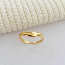 Anel V Grosso Banhado a Ouro Feminina Moderna e Elegante