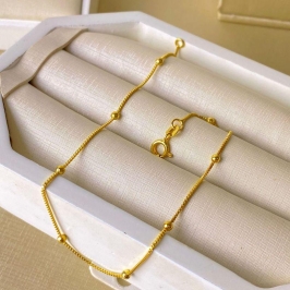 Tornozeleira Bolinhas Banhada a Ouro 18k com Fecho Bóia Tradicional 24 cm