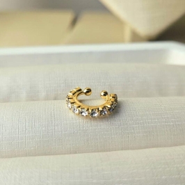 Piercing Fake Banhado a Ouro 18k com Zircônias  Sem Furo