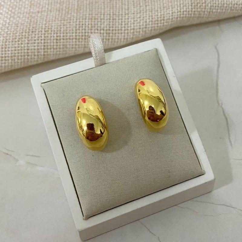 Brinco Fuso Liso – Banhado a Ouro