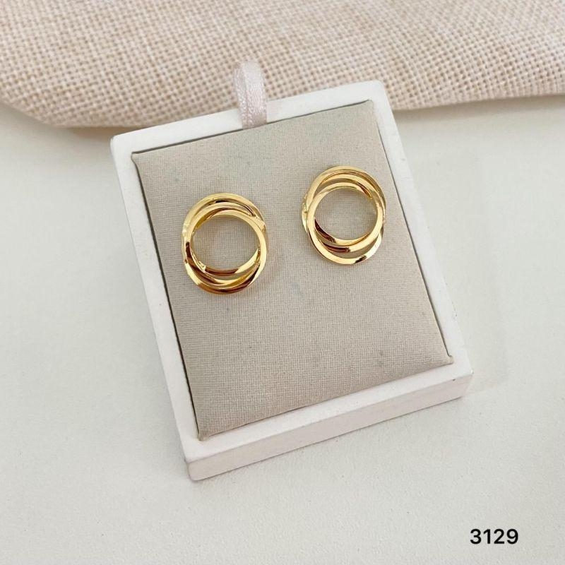 Brinco Redondo Dourado Entrelaçado Moderno