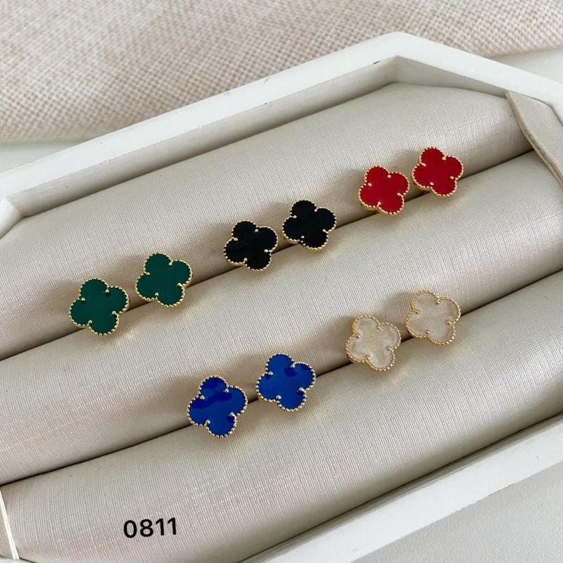 Brinco Trevo da Sorte Dourado Feminino  Várias Cores