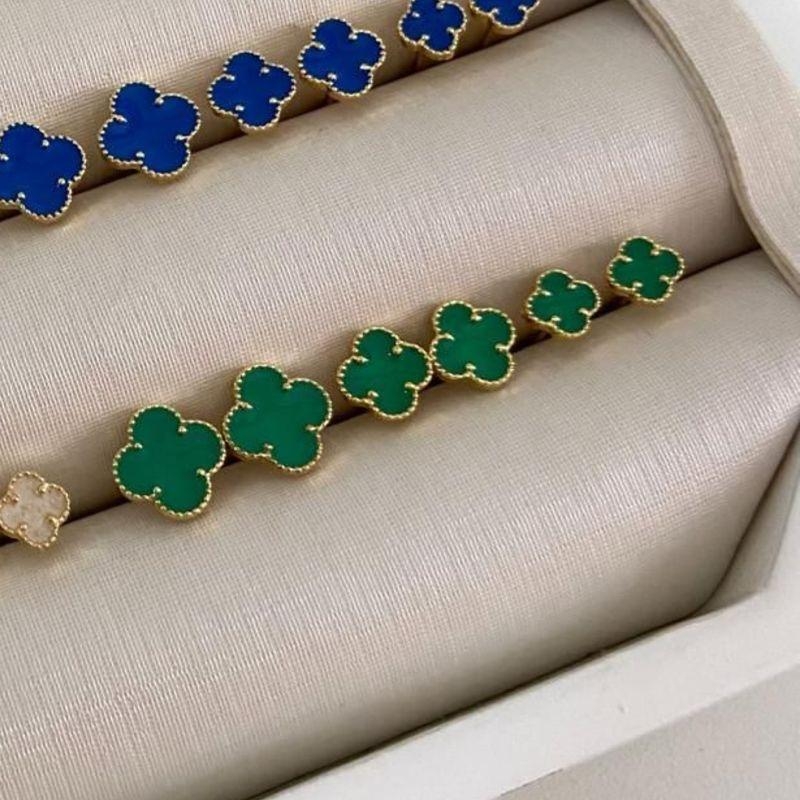 Conjunto Kit Brincos Trevo 4 Folhas Cores Variadas Esmaltado Banhado a Ouro 18k