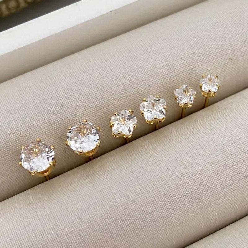 Trio de Brincos Ponto de Luz com Zircônia – Banhados a Ouro