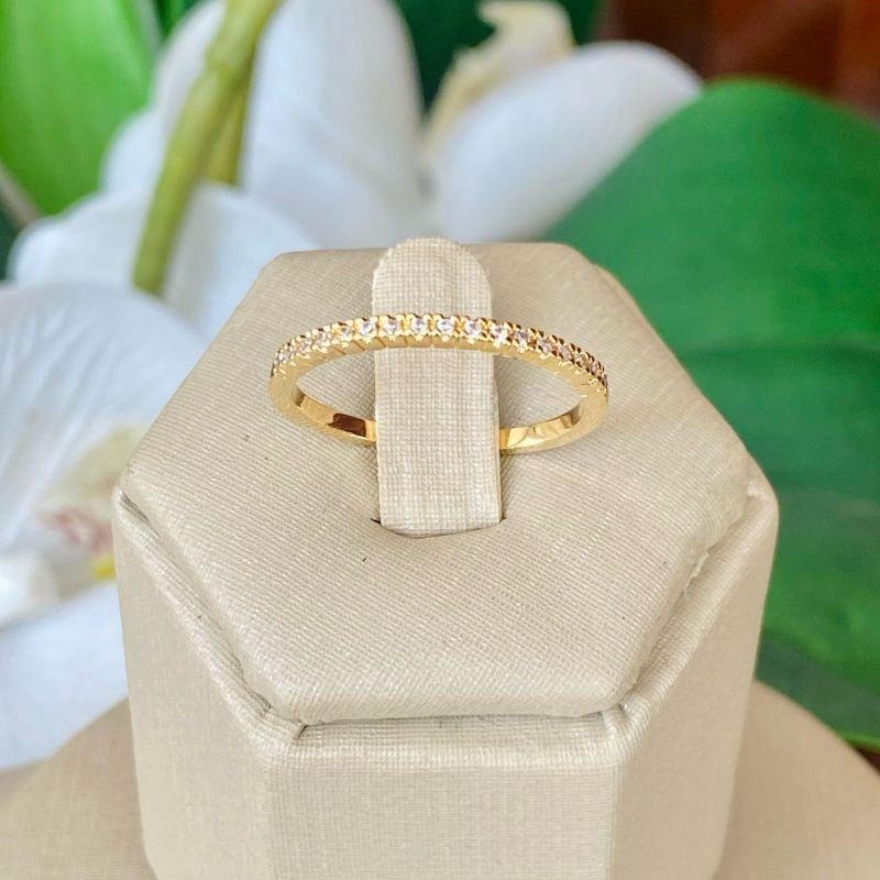 Anel Aparador Unitário Banhado a Ouro 18k com Zircônias