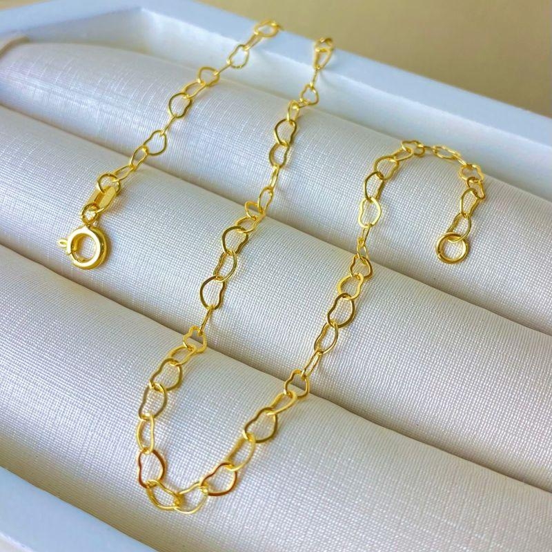 Tornozeleira Elo Love Banhada a Ouro 18k com Fecho Bóia Tradicional 24 cm