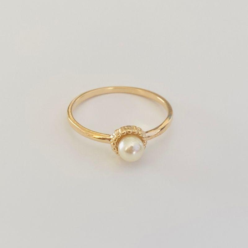 Anel Infantil e de Falange Banhado a Ouro 18k com Pérola