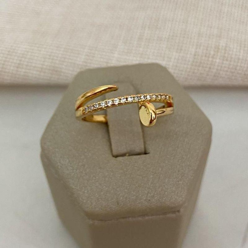 Anel Prego Cravejado – Banho de Ouro 18k