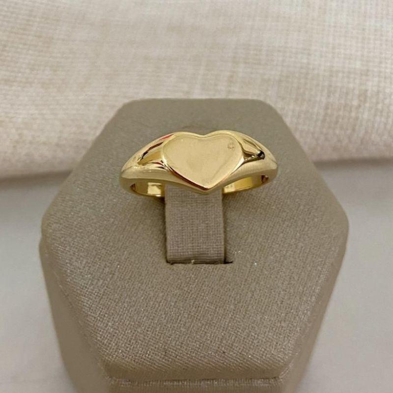 Anel Coração Liso Banhado a Ouro 18k