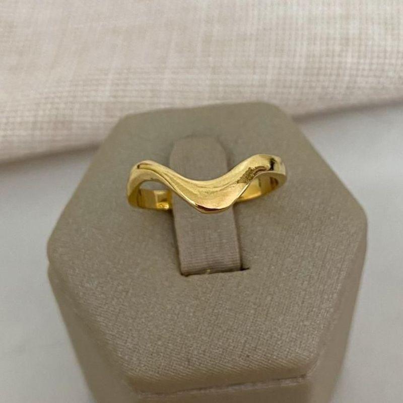 Anel Aparador Onda – Banho de Ouro 18k