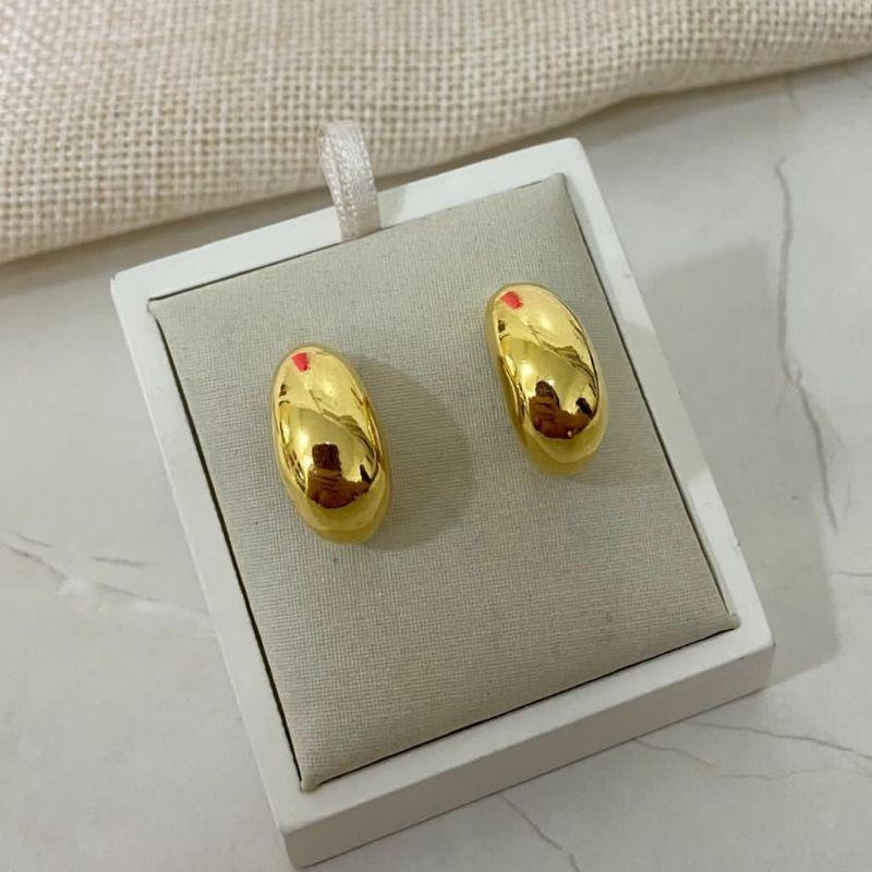 Brinco Fuso Liso – Banhado a Ouro