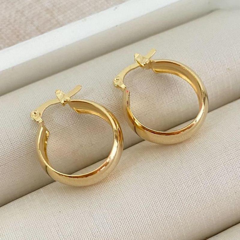 Brinco Argola Grossa Dourada Pequena