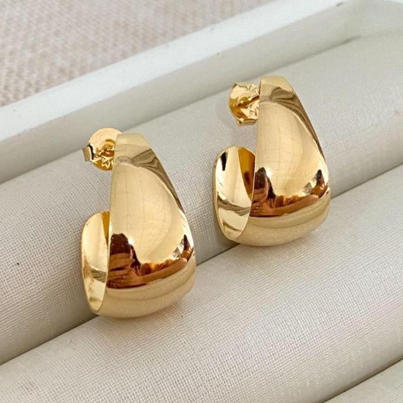 Brinco Argola Dourada Larga Moderna