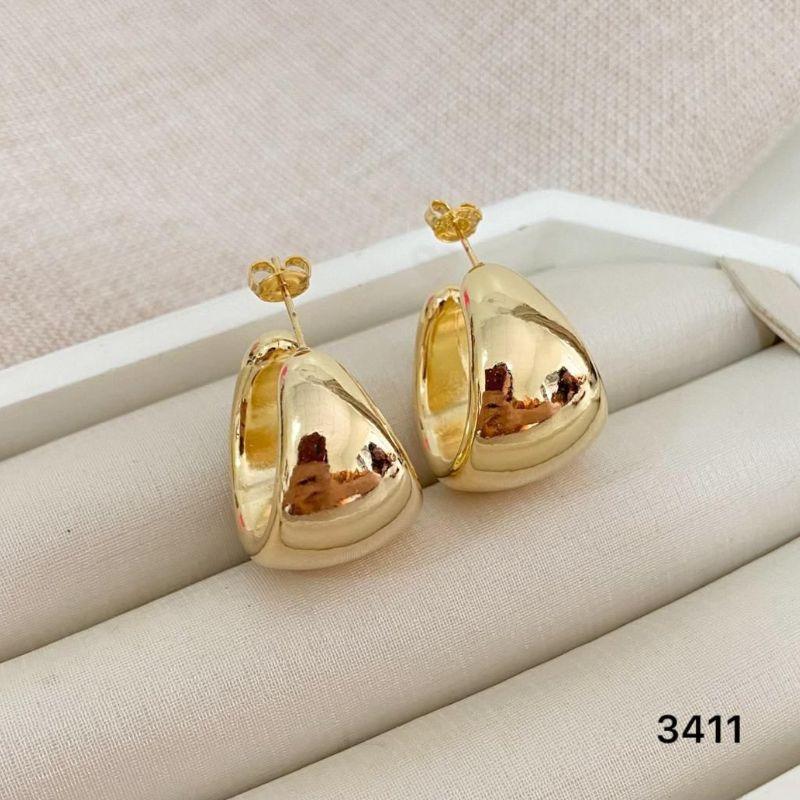 Brinco Argola Abaulada Grossa Dourada