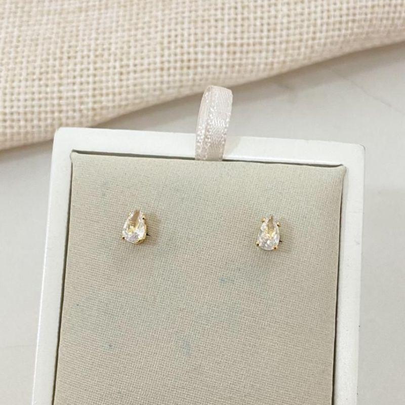 Brinco Infantil Ponto de Luz Gota – Banhado a Ouro