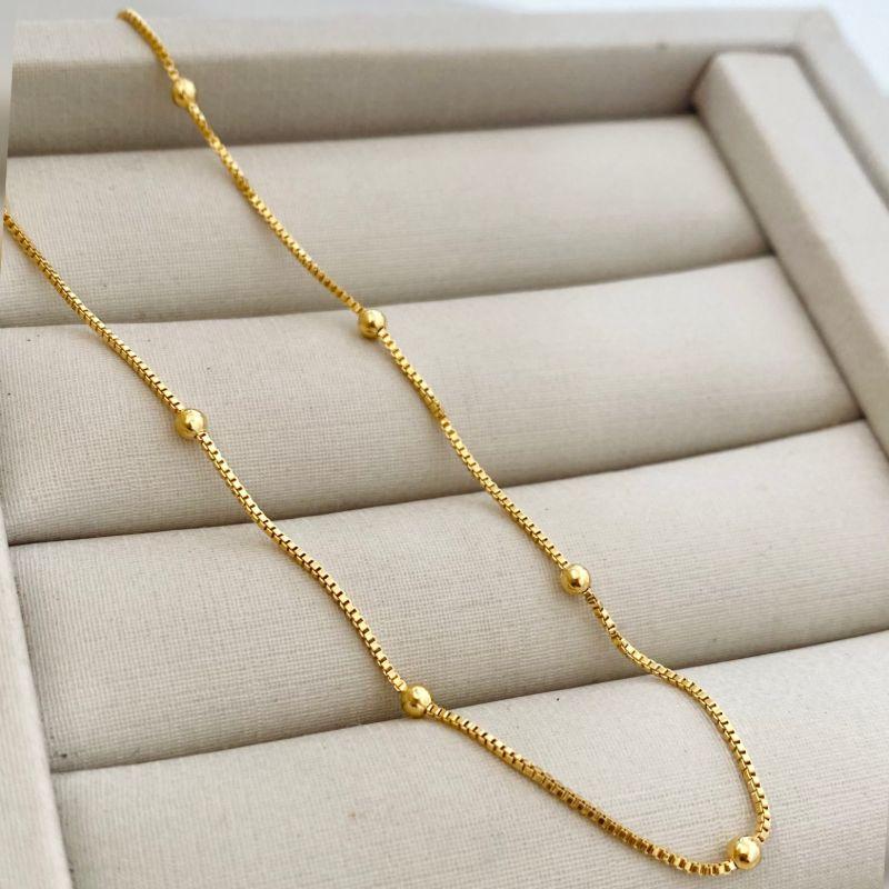 Corrente Veneziana com Bolinhas Banhada a Ouro 18k – 40, 45 e 50cm