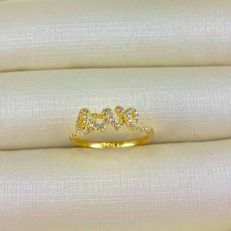 Anel Love Cravejado com Zircônias