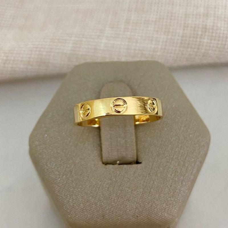 Anel  Banhado a Ouro 18k Aliança Aparador Unissex Design Moderno