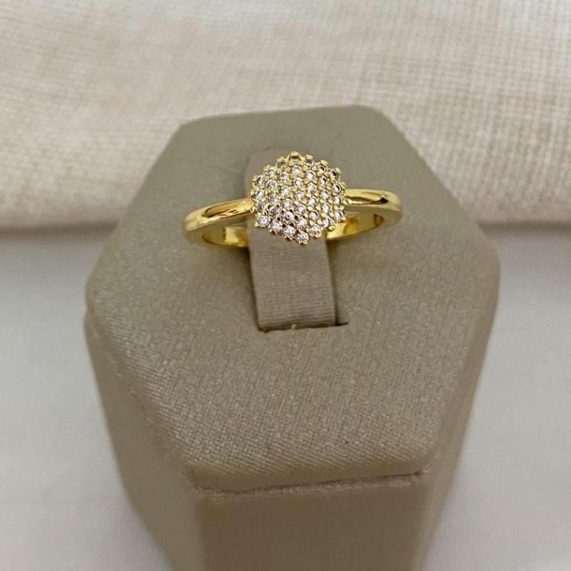 Anel Chuveiro Redondo Cravejado – Banho de Ouro 18k
