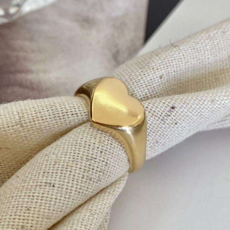 Anel Coração Banhado a Ouro 18k Feminina Romântica e Moderna