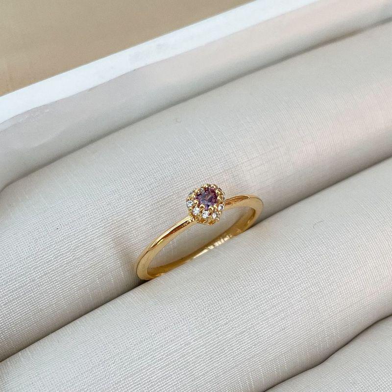 Anel Coração com Zircônias Folheado a Ouro 18k Azul, Verde, Vermelho, Cristal e Roxo